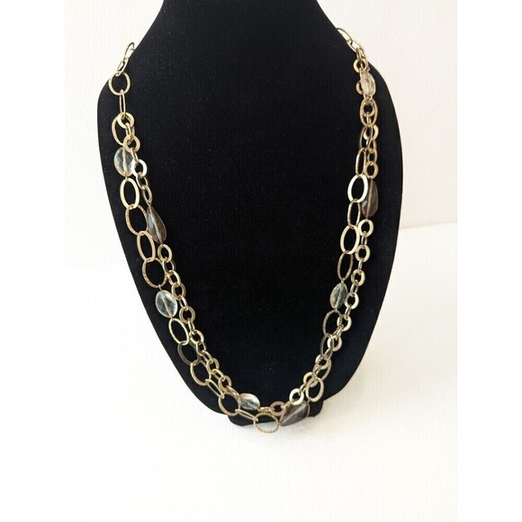 APT 9 Necklace Womens 35" Gold Tone Brown Chain Layered Adjustable Boho Mature - Picture 1 of 6